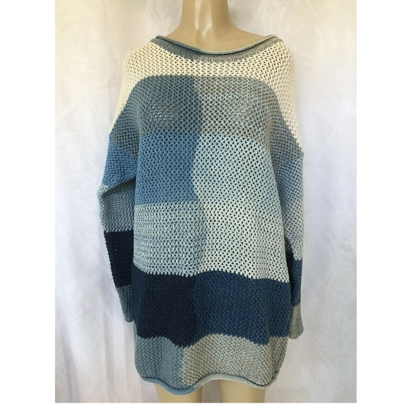 Carducci Sport Oversized Sweater Top Blue Fishnet - Picture 1 of 5